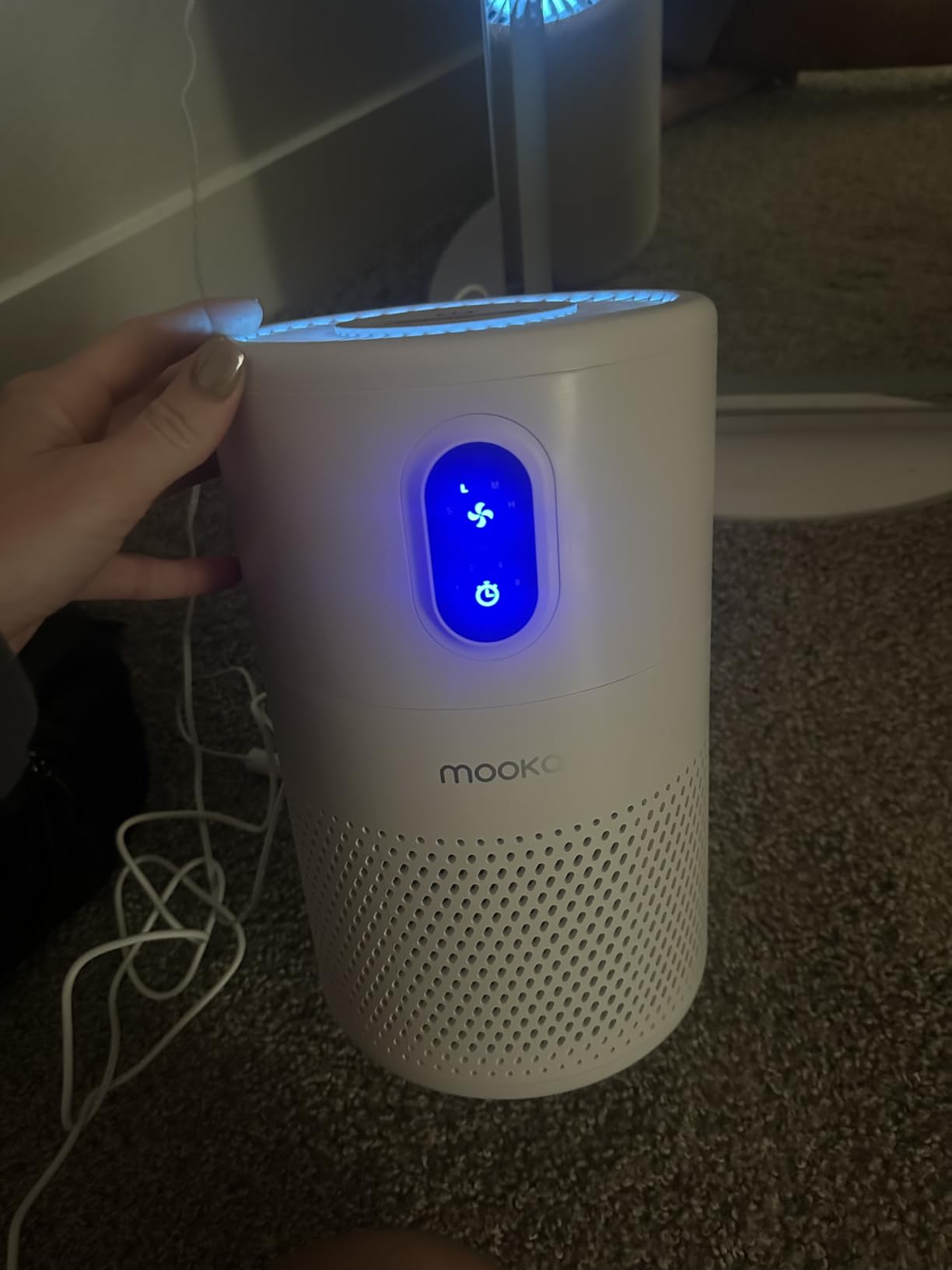 MOOKA Air Purifiers for Home Large Room up to 1076ft², H13 True HEPA Air Filter Cleaner, Odor Eliminator, Remove Smoke Dust Pollen Pet Dander, Night Light, B-D02L White customer photo 2