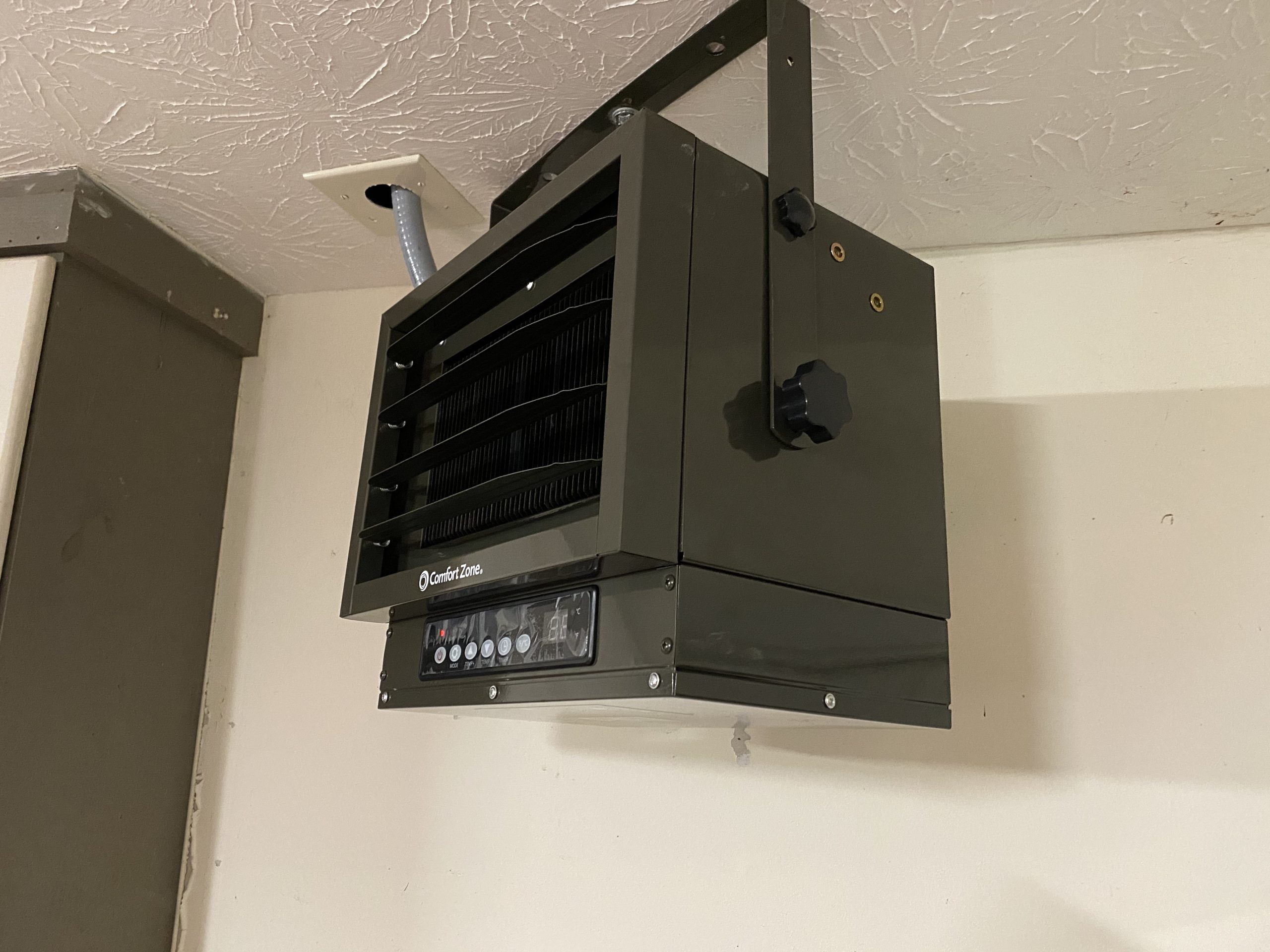 Comfort Zone Hard-Wired Ceiling Mount Garage Space Heater with Remote, 7,500 Watt, 240 Volt, Fan-Forced, Overheat Protection, Digital Thermostat, 12-Hour Timer, Ideal for Garage & Workshop, CZ230ERBK customer photo 1