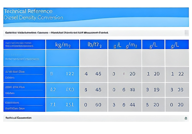 Diesel Fuel Density Conversion Chart