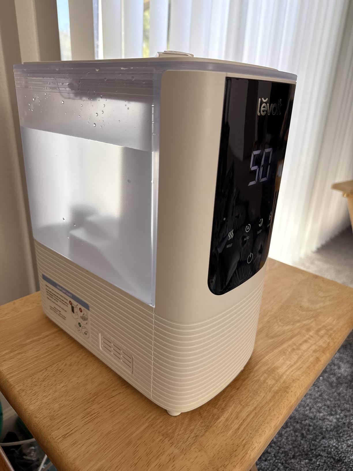 LEVOIT Humidifiers for Bedroom Home, Smart Warm and Cool Mist Air Humidifier for Large Room, Auto Customized Humidity, Fast Symptom Relief, Easy Top Fill, Essential Oil, Quiet, OasisMist4.5L, White customer photo 2