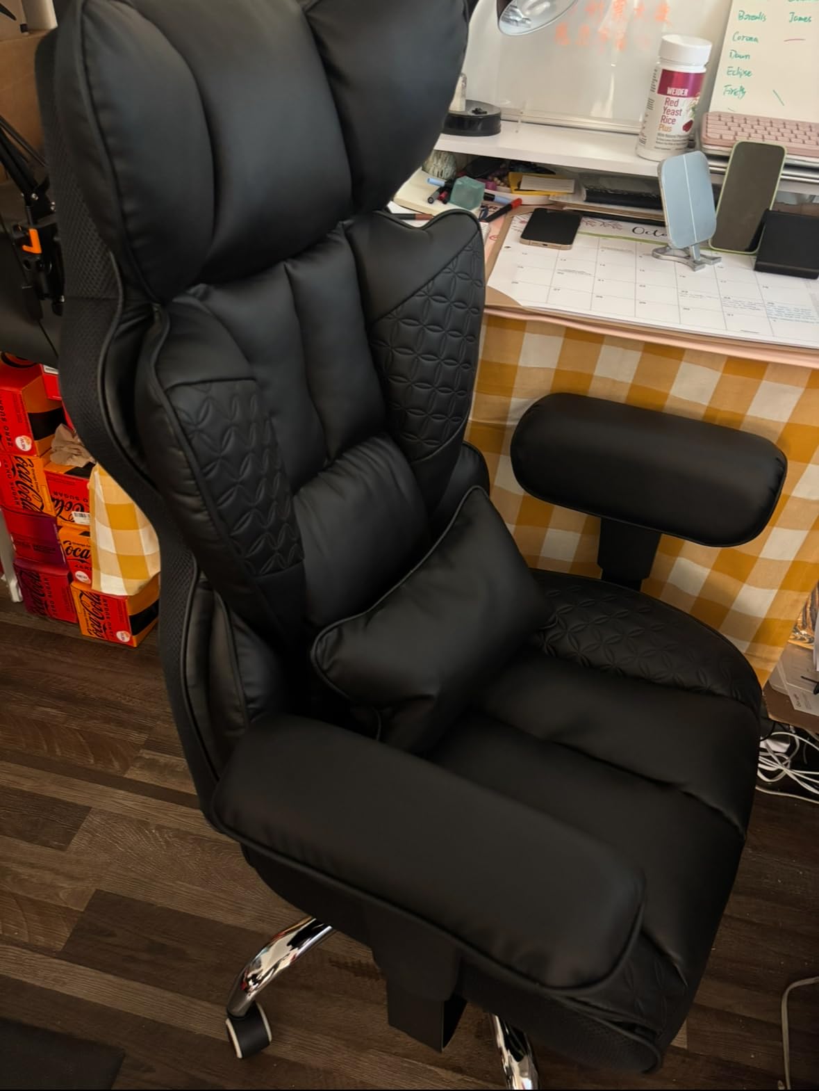 GTPLAYER Big and Tall Gaming Chair 400lbs Heavy Duty Office Chair with Foot Rest & Ergonomic Pocket Spring Lumbar Support, High Back 3D Saddle Shaped Cushion for Back Pain Relief, Matte-Black customer photo 1