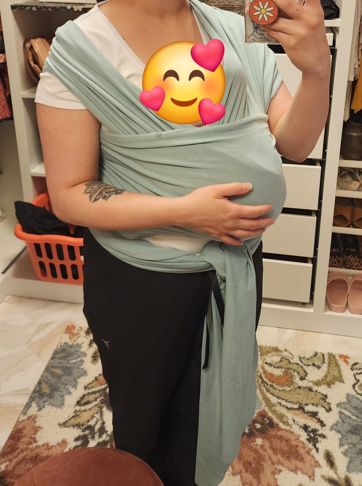 Boba Baby Wrap Carrier - Stretch Cotton Newborn Sling, Grey customer photo 2