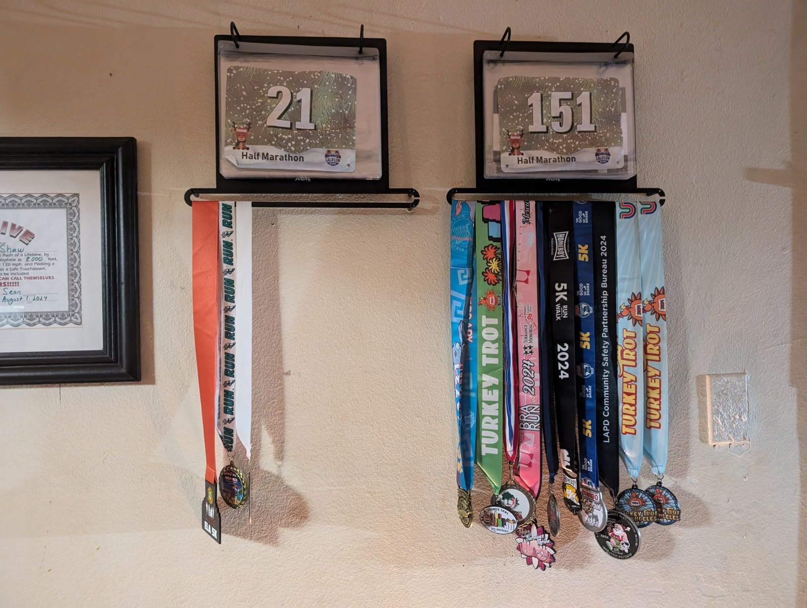 Gone For a Run BibFOLIO+ Race Bib & Medal Display Holds 24 Medals 100 Bibs | Medal Wall Mount, Clear Vinyl Bib Protectors, Easy to Install, Race Memorabilia, Marathon Runner Gift, Includes Hardware customer photo 2