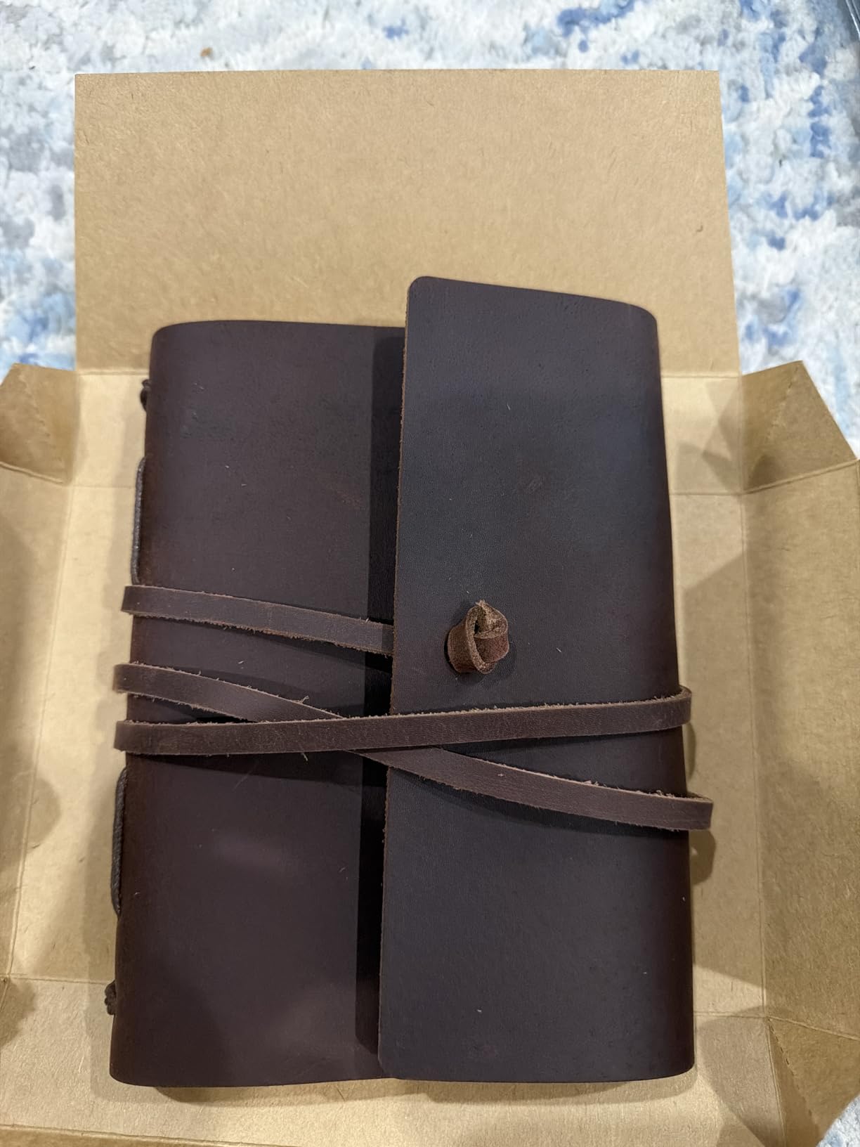 Leather Journal Writing Notebook - Genuine Leather Bound Daily Notepad for Men & Women Lined Paper 240 Kraft Pages, Handmade, Rustic Brown, 5 x 7 in customer photo 2