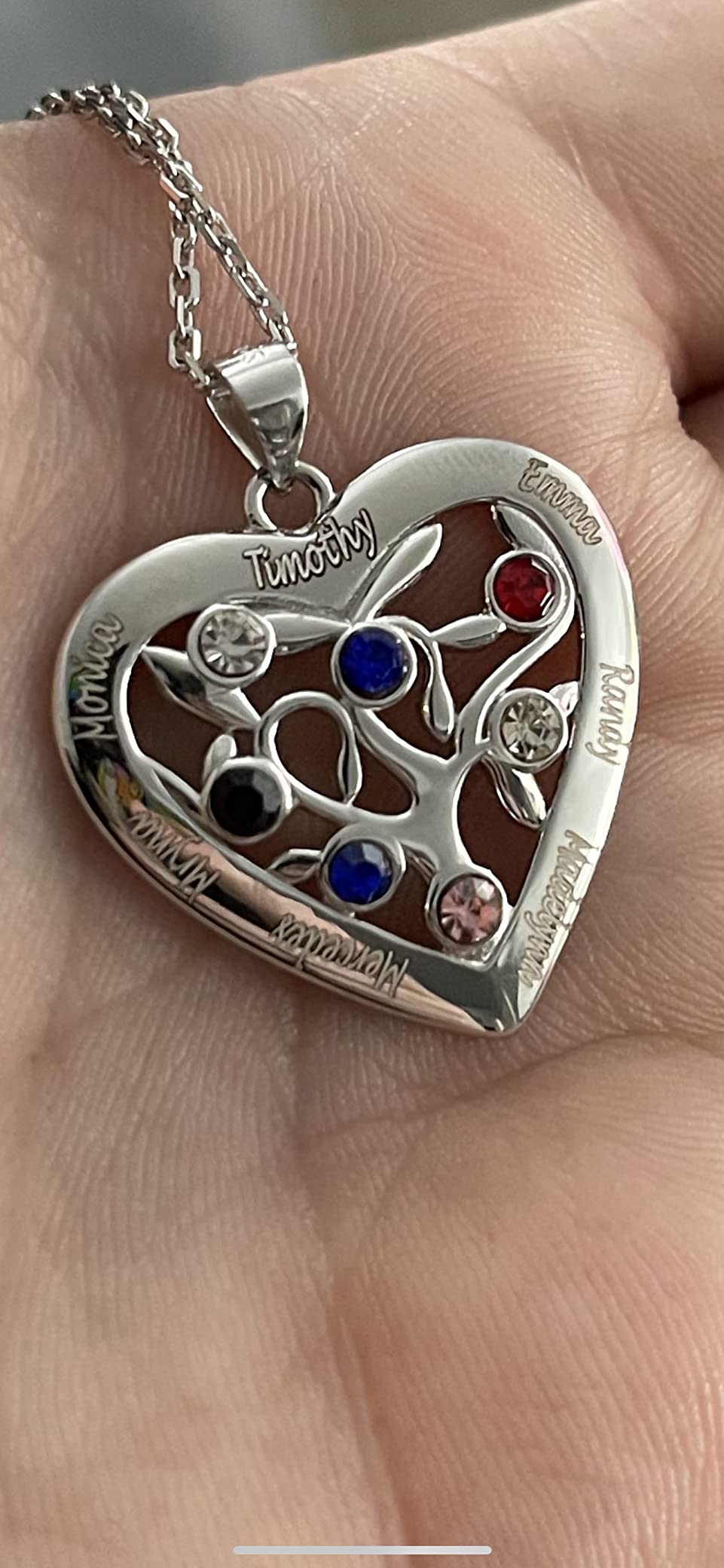 U7 Heart/Round Tree of Life Necklace - Customized Birthstone Jewelry - Personalized Mother Necklaces with 2-7 Names and Birthstones customer photo 2