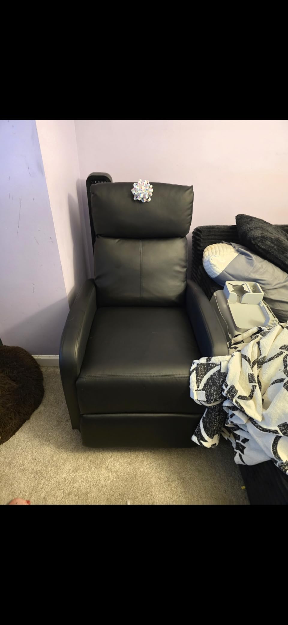 Homall Recliner Chair, Recliner Sofa PU Leather for Adults, Recliners Home Theater Seating with Lumbar Support, Reclining Sofa Chair for Living Room (Black, Leather) customer photo 2