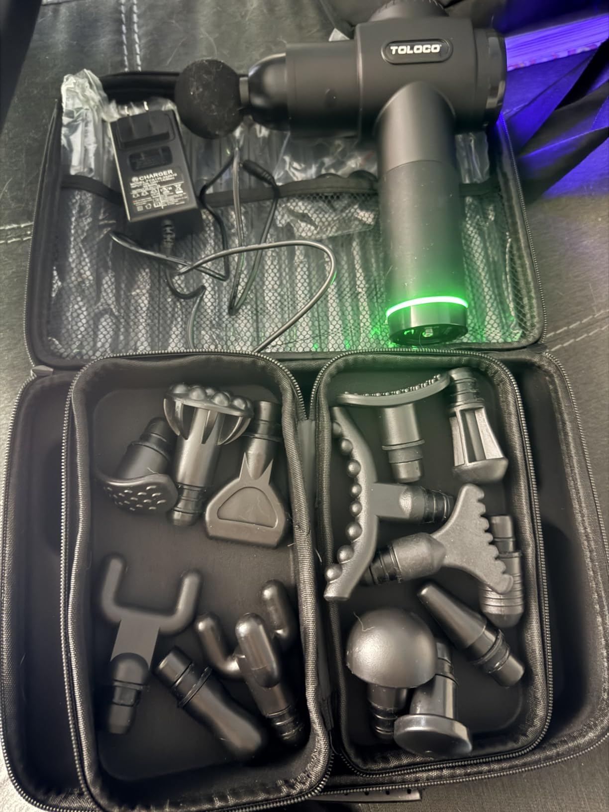 TOLOCO Massage Gun, Deep Tissue Back Massage for Athletes for Pain Relief, Percussion Massager with 10 Massage Heads & Silent Brushless Motor, Fathers Day Dad Gifts, Black customer photo 2