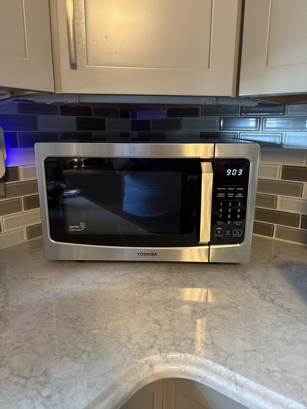 TOSHIBA ML-EM34P(SS) Smart Countertop Microwave, Works With Alexa & Remote Control, Mute Function, ECO Mode, 1100W, 1.3 Cu Ft, Stainless Steel customer photo 1