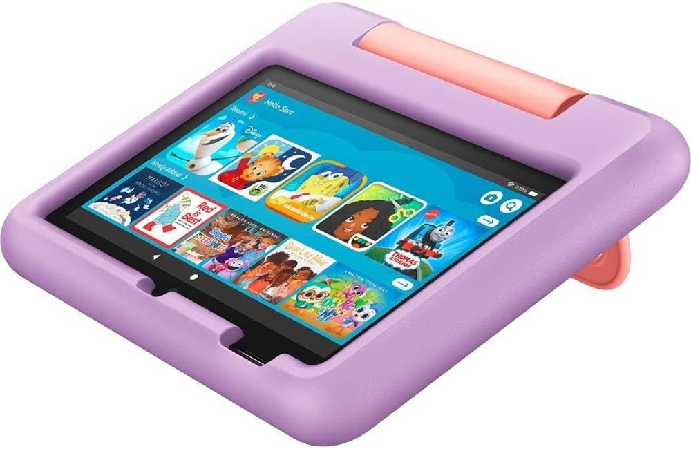 Amazon Fire 7 Kids tablet, ages 3-7. Top-selling 7-inch kids tablet on Amazon. Includes ad-free and exclusive content, easy parental controls, 10-hr battery, 16 GB, Blue customer photo 2
