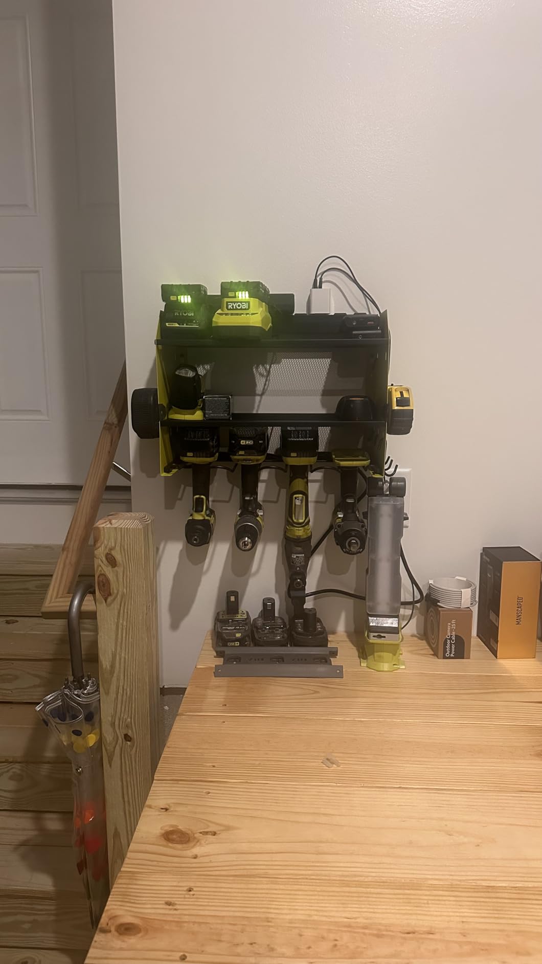 CCCEI Modular Power Tool Organizer Wall Mount with Charging Station. Garage Drill Storage Shelf with Hooks, Heavy Duty Rack, Tool Battery Holder Built in 8 Outlet customer photo 1