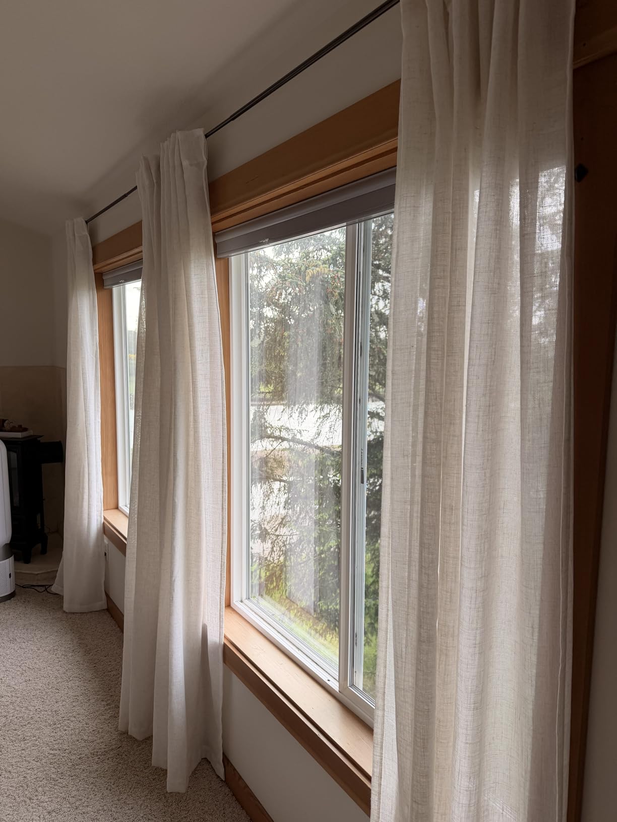 MIULEE Natural White Linen Curtains 84 Inch Long for Bedroom Living Room, Soft Thick Linen Textured Window Drapes Semi Sheer Light Filtering Rod Pocket Back Tab Neutral Farmhouse Cream Ivory 2 Panels customer photo 2