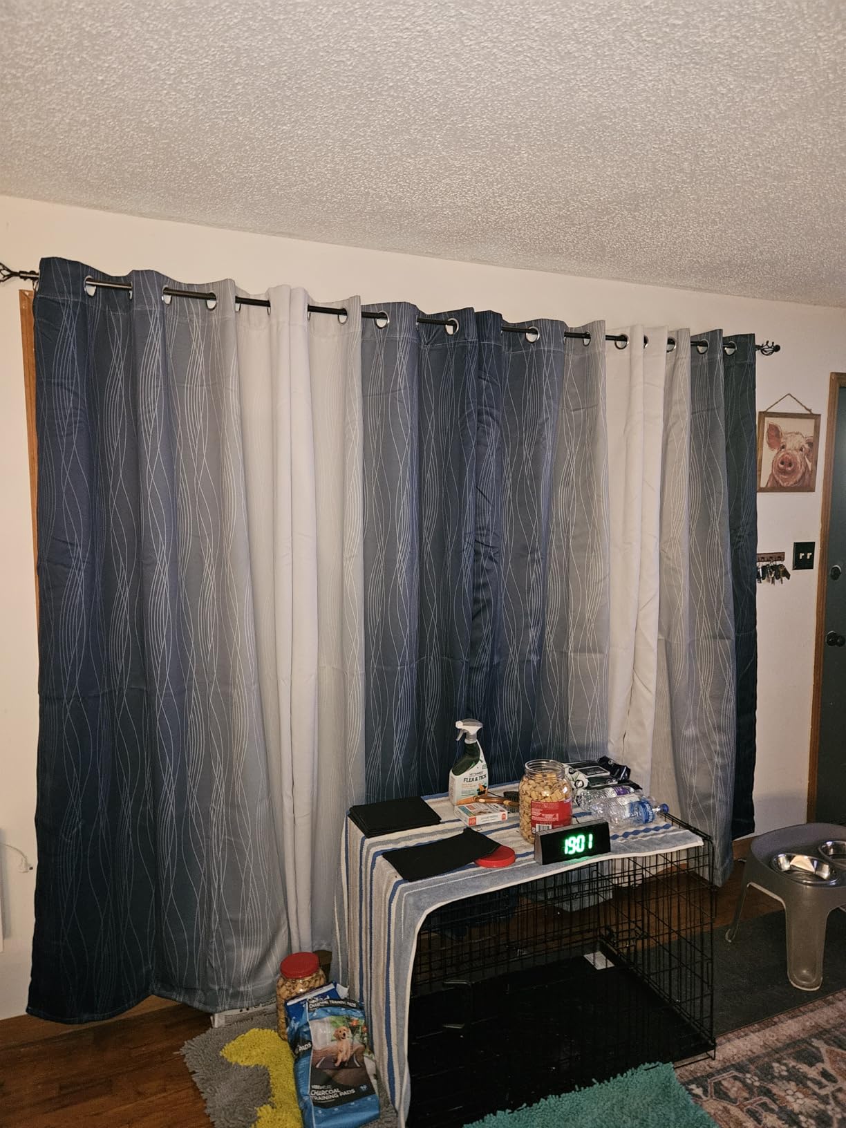 Estelar Textiler Navy Blue and Greyish White Blackout Curtains for Bedroom 84 Inches Long, Full Room Darkening Grommet Curtains for Living Room, Thermal Insulated Ombre Drapes, 52Wx84L, 2 Panels customer photo 1