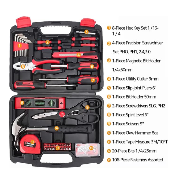 KINGTOOL Home Tool Set Kit - 286 PCS Home Auto Repair Tool Kit with Rolling Tool Box, Mechanic Tool Sets with 21V Max Cordless Power drill, Perfect for Homeowner, Diyer, Handyman customer photo 2