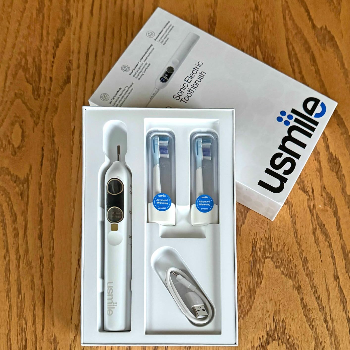 usmile Y10 PRO Rechargeable Electric Toothbrush with Smart Display, Missed Spot Detection, Pressure Sensor, 180-Day Battery Life, IPX8 Waterproof, Travel-Friendly with 2 Brush Heads customer photo 1