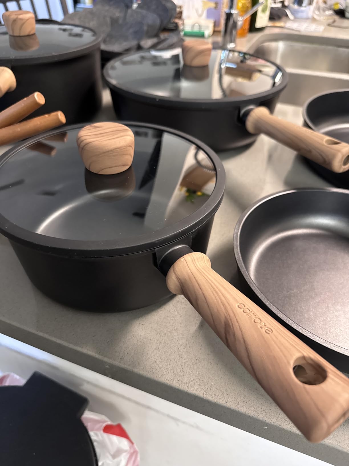 CAROTE Nonstick Pots and Pans, Induction Titanium Cookware Set 16pcs Kitchen Cooking Sets, Pot and Pan Non Stick w/Frying pan (PFOS, PFOA Free) customer photo 2