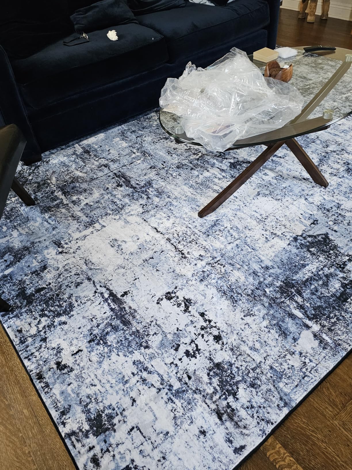 Rugflix 8x10 Area Rugs for Living Room, Washable Large Rug Stain-Resistant Low Pile, Modern Dark Carpet for Dining Room Home Office Kid Room Nursery Bedroom, Navy Blue/Black customer photo 1