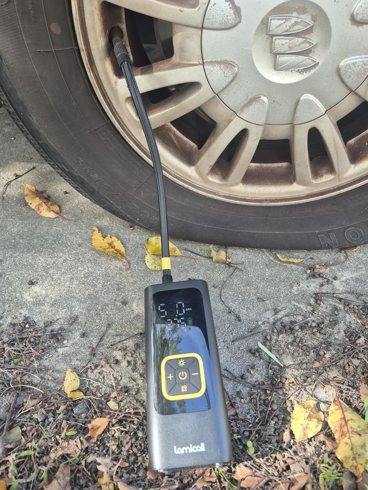 Lamicall Car Tire Inflator Portable Air Compressor [4X Faster][150 PSI] Bike Air Pump, Rechargeable Battery, Pressure Gauge Display, LED Light, Automatic Cordless Pump for Motorcycle, Bike, Ball customer photo 2