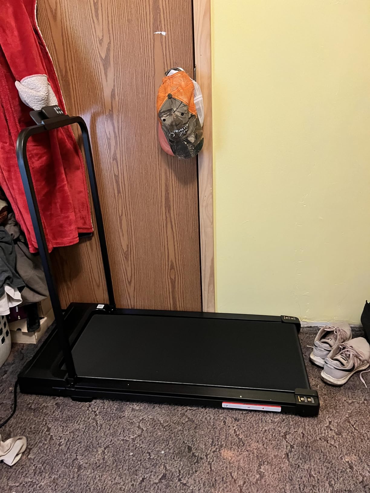 Walking Pad Treadmill for Home - Folding Treadmills with Handle Bar Portable Compact Fold up Indoor Foldable Handles Electric Walk Pads Small Spaces Mini Running Quiet Under Bed Office customer photo 2