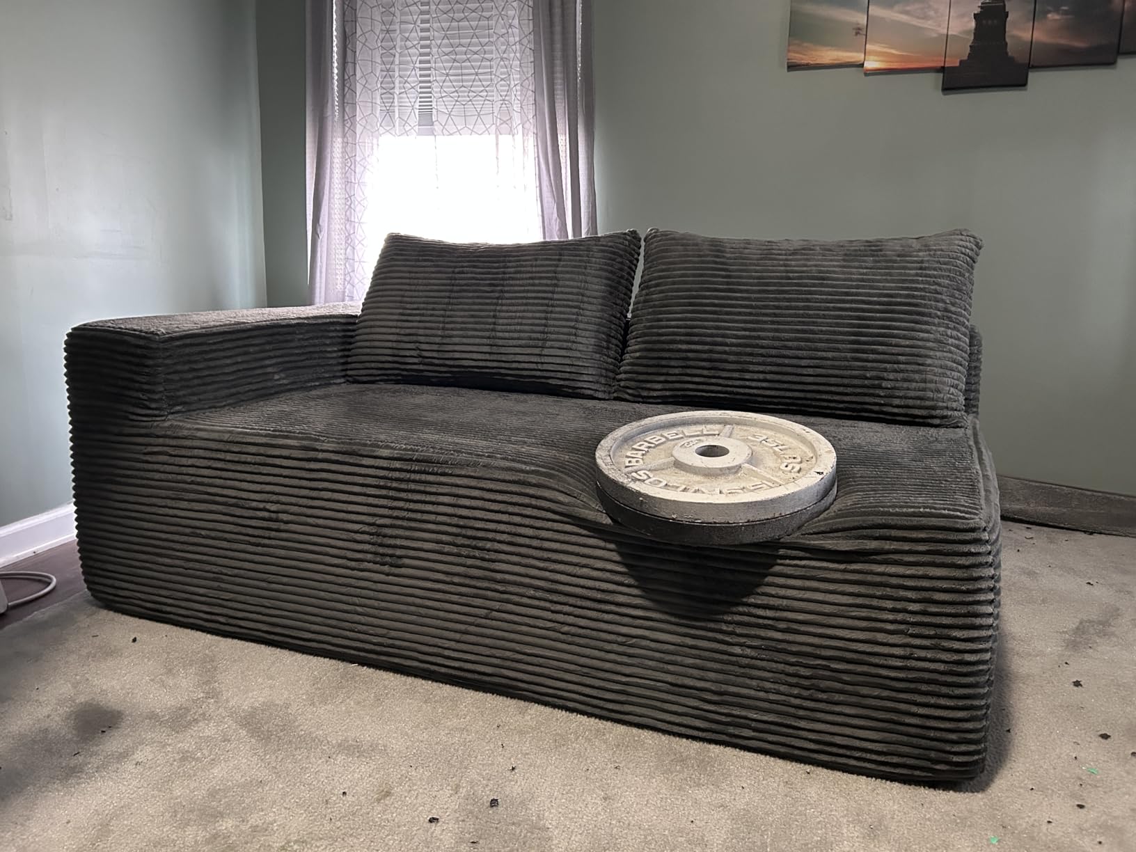 Mangodan Cloud Sectional Couch, Boneless Sofa for Living Room, Fluffy Comfy Couch with Deep Seat, Modular Sectional Sofa with L-Shaped Chaise, No Assembly Required, Dark Grey customer photo 2