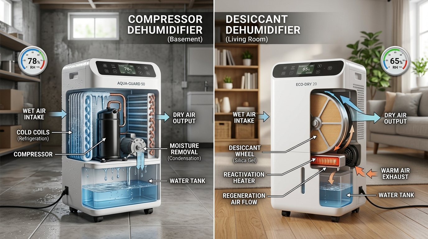 Compressor vs Desiccant Dehumidifie