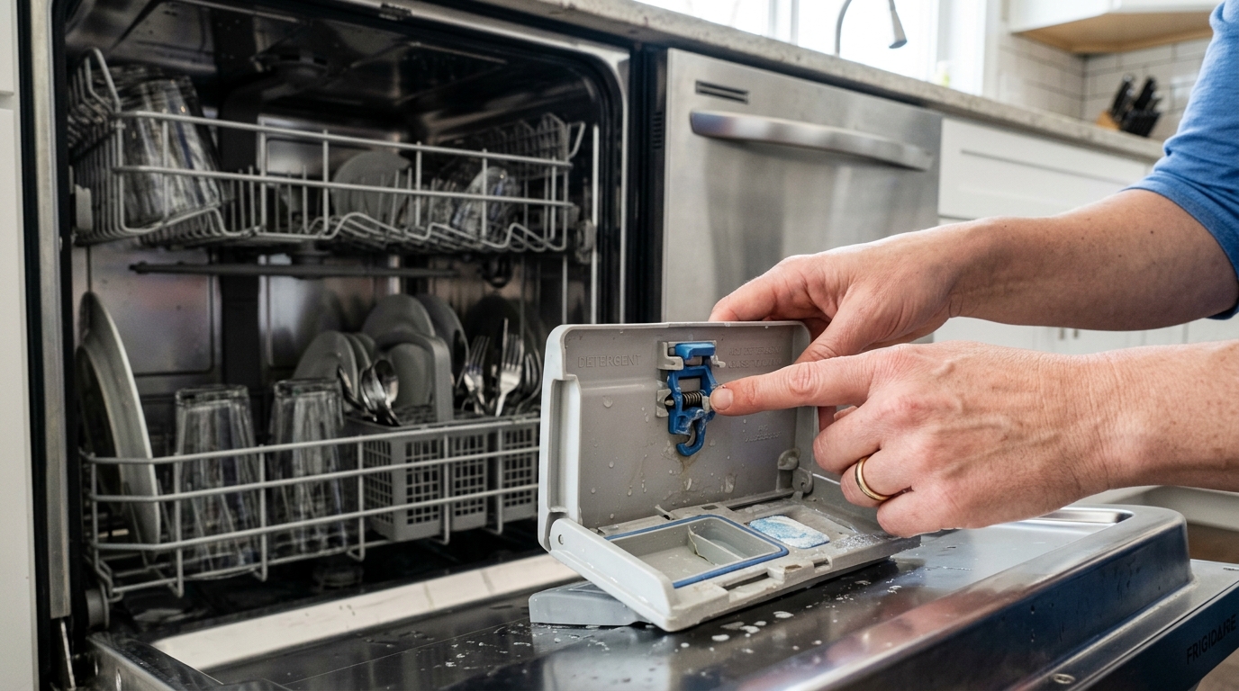 dishwasher soap dispenser won't close