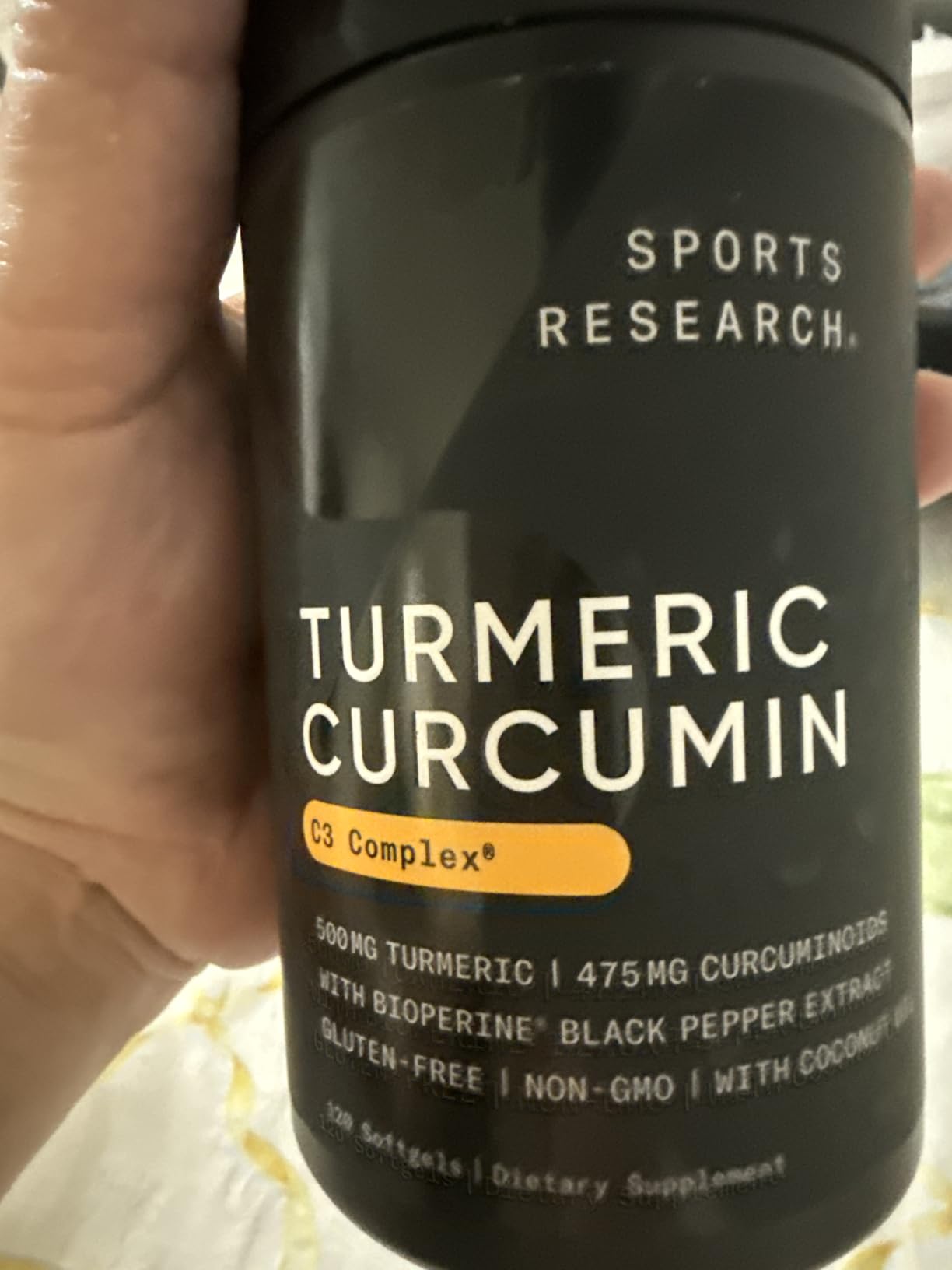 Sports Research Turmeric Curcumin C3 Complex with BioPerine Black Pepper Extract & Organic Coconut Oil - Standardized 95% Curcuminoids, Non-GMO, Gluten Free - 120 Count Softgels customer photo 1