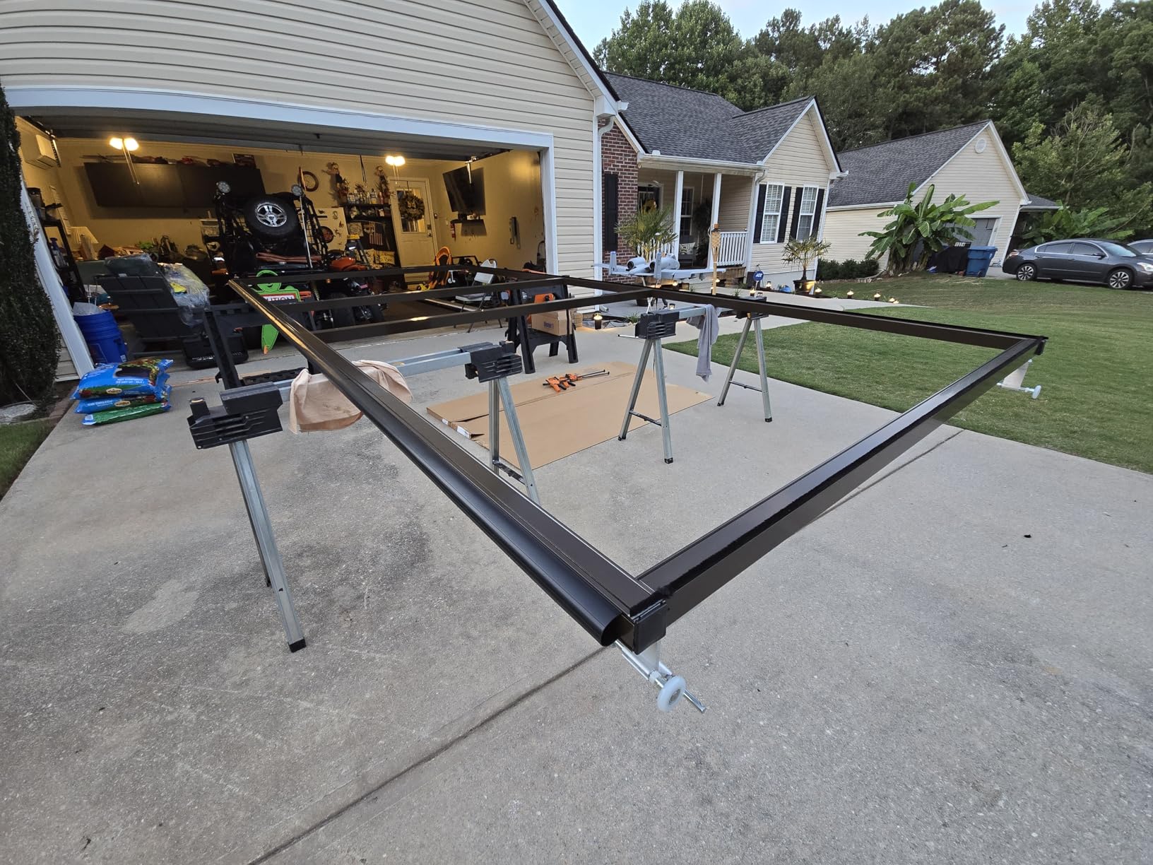 Garage Door Screen - Retractable Screen Door with Charcoal Fiberglass Mesh for Ventilation, Privacy, Protection, and Bug Control, Fits Various Garage Openings, White (16'Wx7'H) customer photo 2