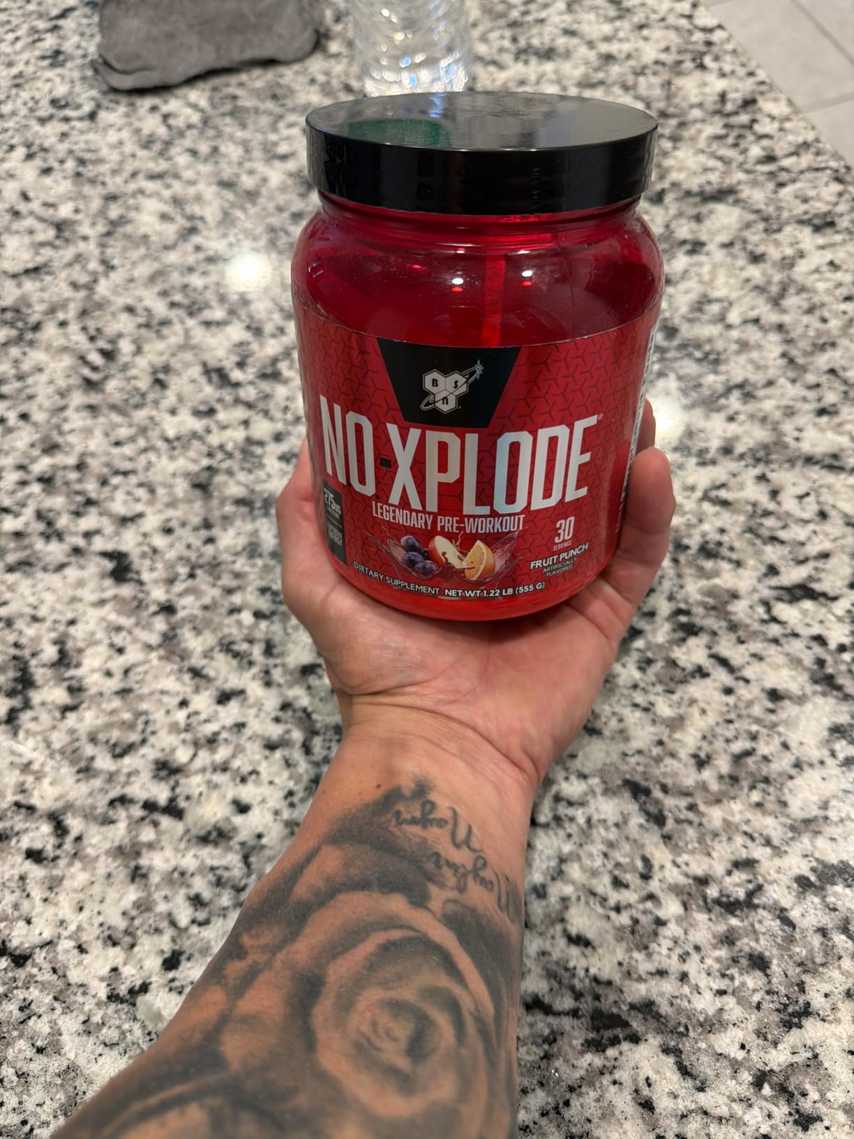 BSN N.O.-XPLODE Pre Workout Supplement with Creatine, Beta-Alanine, and Energy, Fruit Punch, 60 Servings, 2.45 Pound (Packaging May Vary) customer photo 2