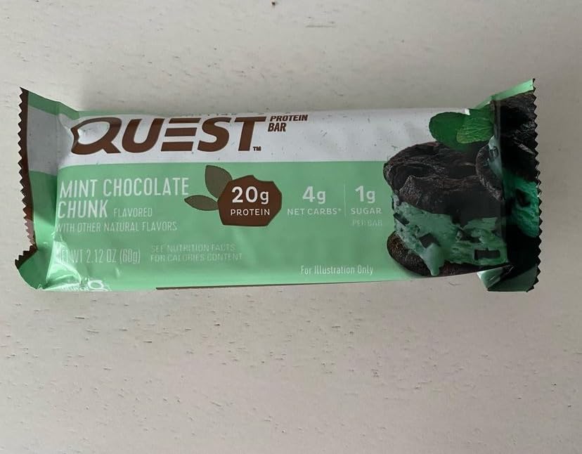 Quest Nutrition Mint Chocolate Chunk Protein Bars, 20g Protein, 1g Sugar, Gluten Free, Keto Friendly, 12 Count customer photo 2