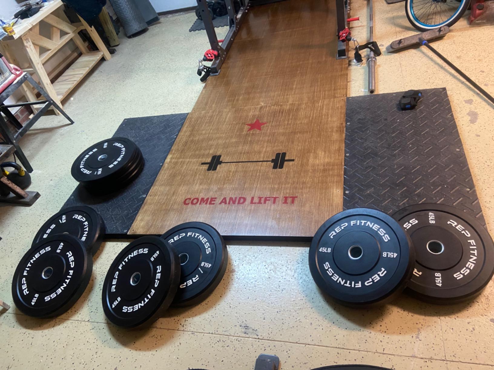 REP Fitness Rubber Bumper Plates, Olympic Standard Weights, Shock Absorbing Low Bounce Design customer photo 1