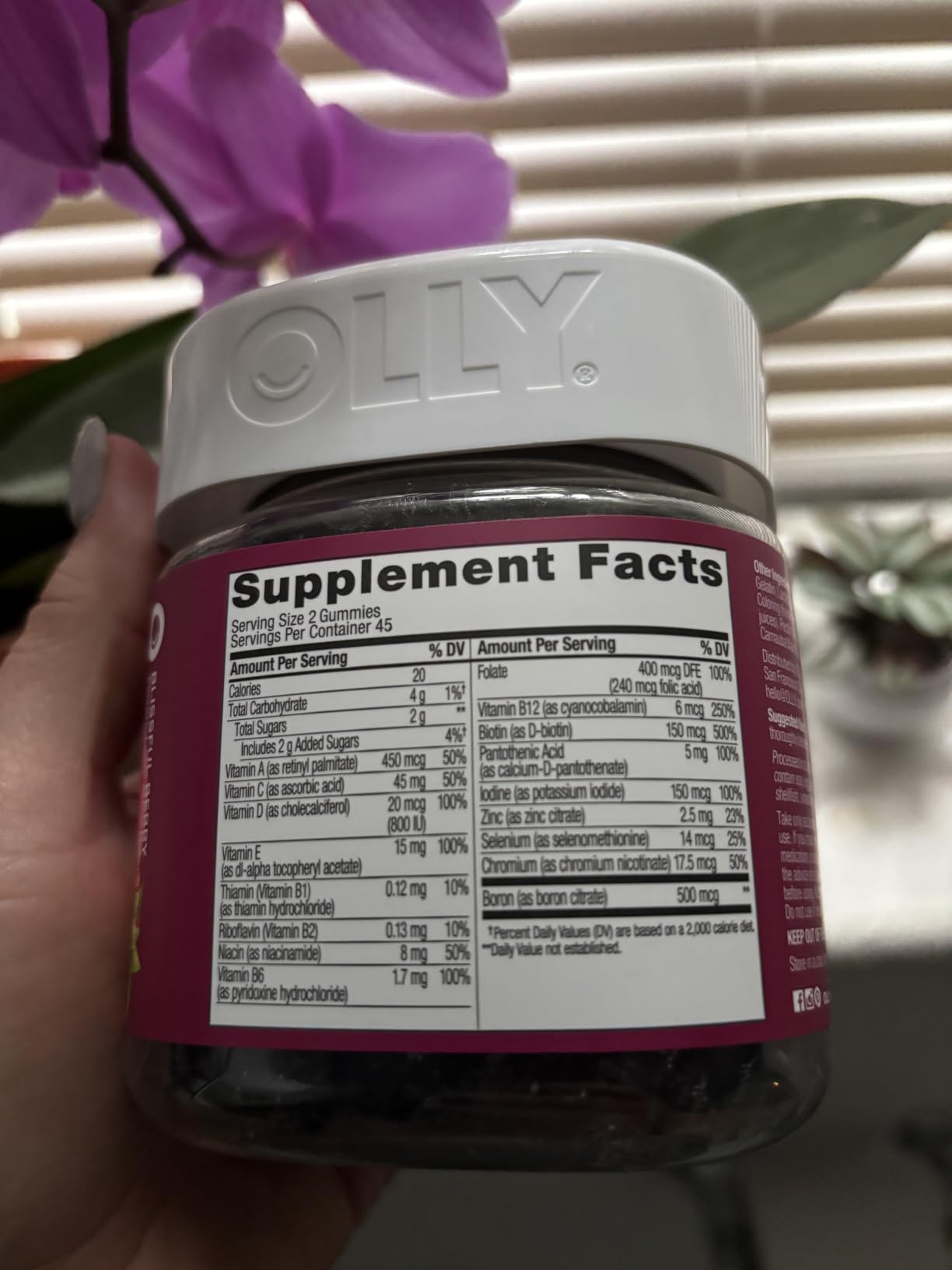 OLLY Women's Multivitamin Gummy, Women's Overall Wellness,* Vitamins A, C, D, E, Biotin, Folic Acid, Adult Chewable Supplement, Berry Flavored, 45 Day Supply - 90 Count customer photo 1