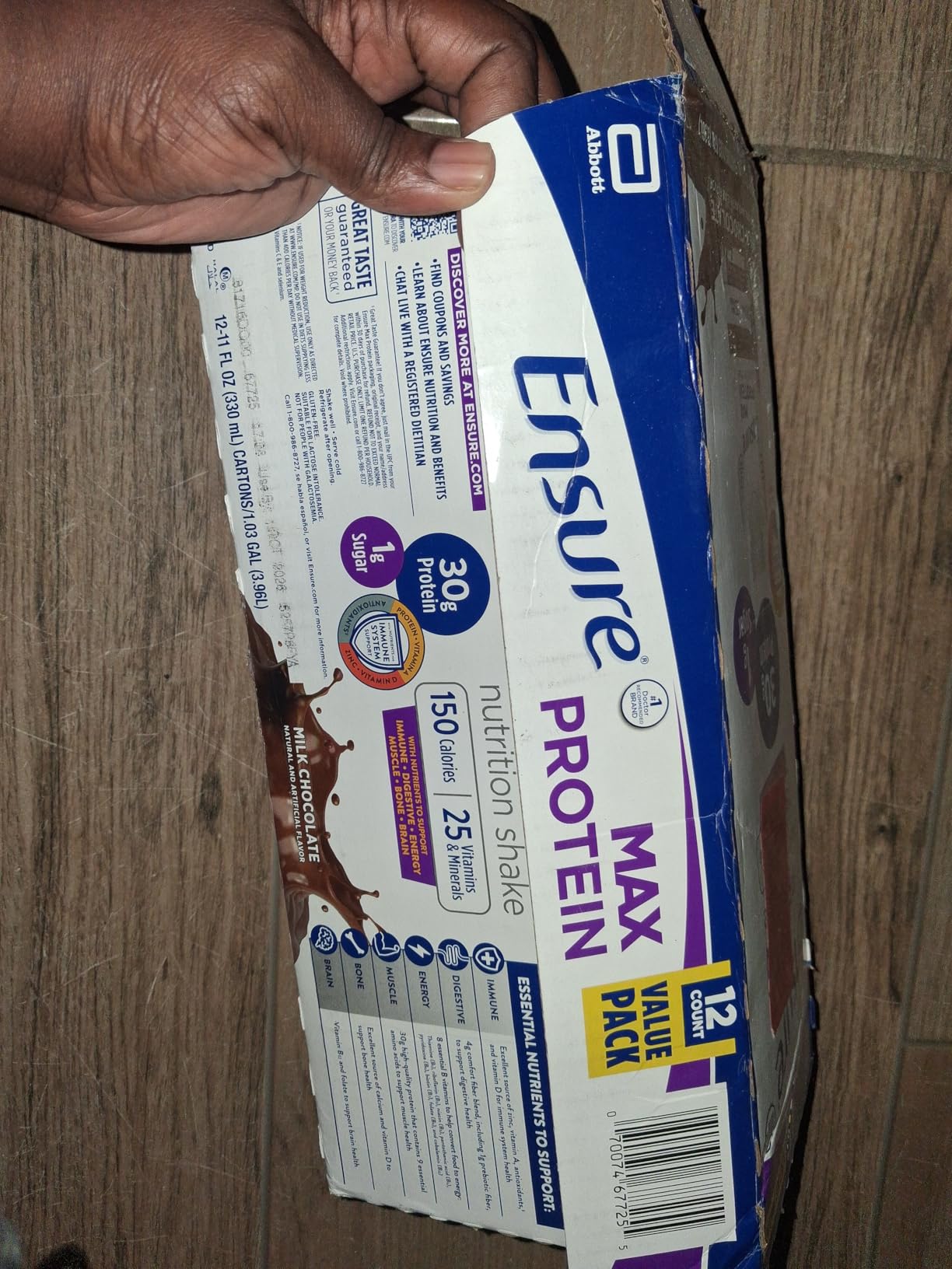 Ensure Max Protein Shake | Milk Chocolate | Ready to Drink | 30g Protein for Muscle Health | 1g Sugar, 4g Fiber | 11 fl oz, 12 Pack customer photo 1