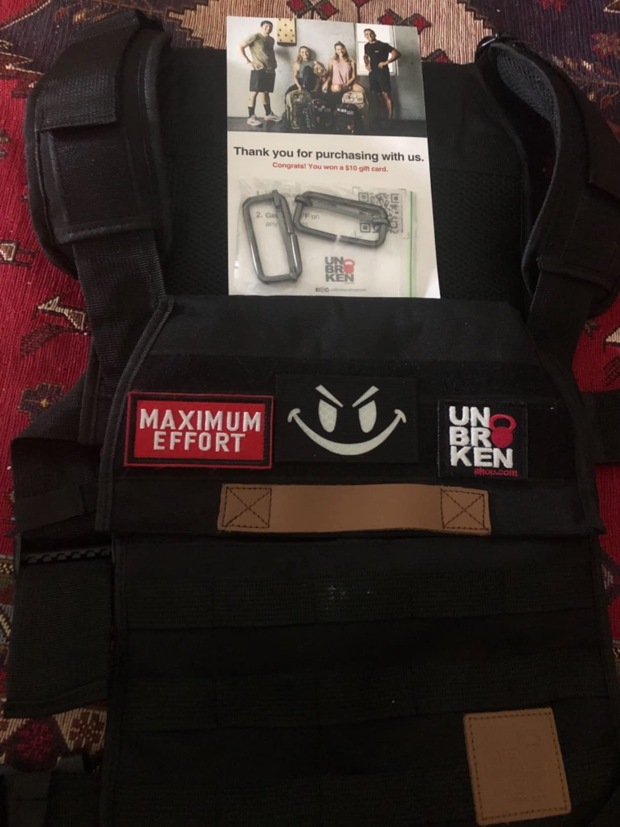 Unbrokenshop.com Adjustable Weighted Vest, WOD Cross Fitness, Weight Plates Carrier for Strength and Endurance Training and Running. For Men or for Women, 2 Patches Included customer photo 1