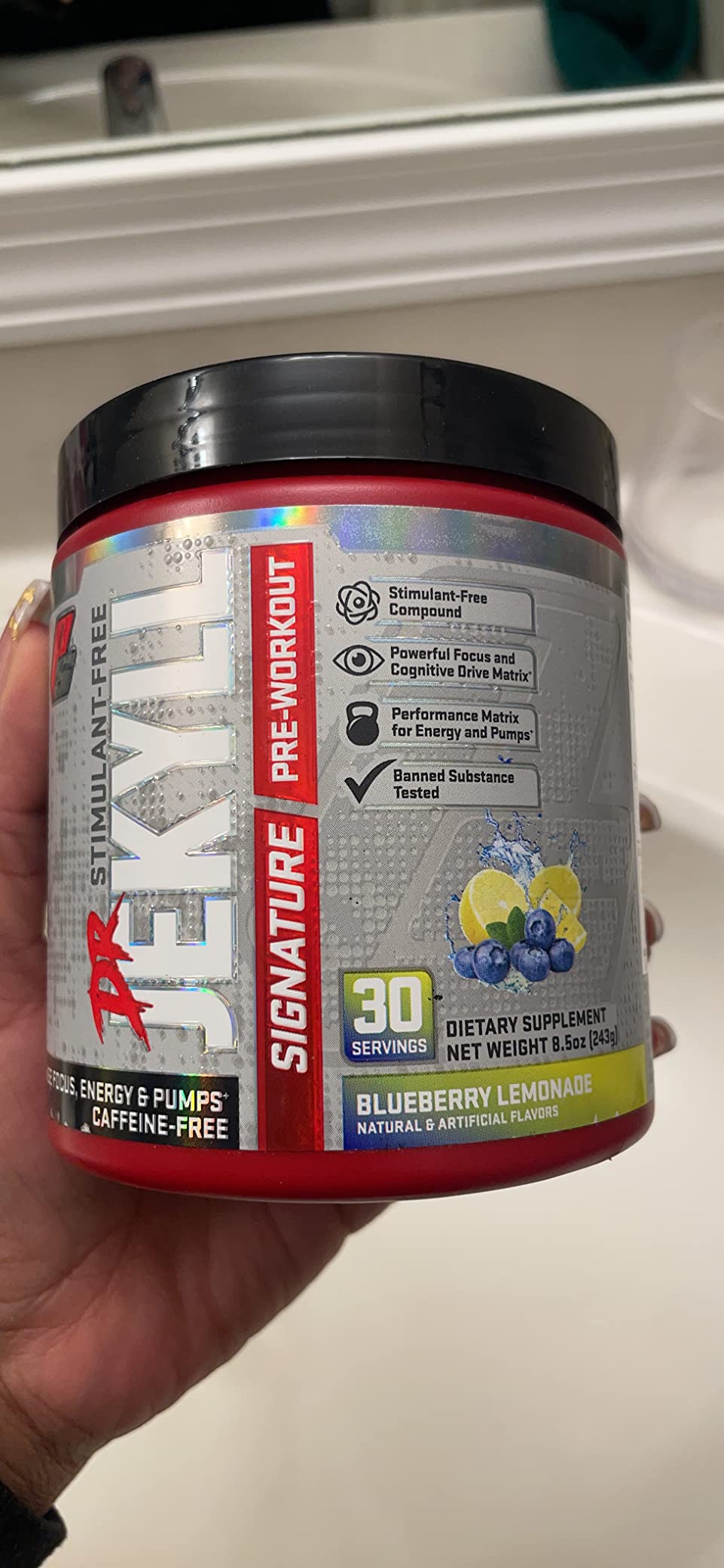 ProSupps Dr. Jekyll Signature Pre Workout Powder with Creatine - Stim-Free Preworkout Supports Focus & Endurance - Caffeine-Free Gym & Fitness Supplements (Blueberry Lemonade, 30 Servings) customer photo 2