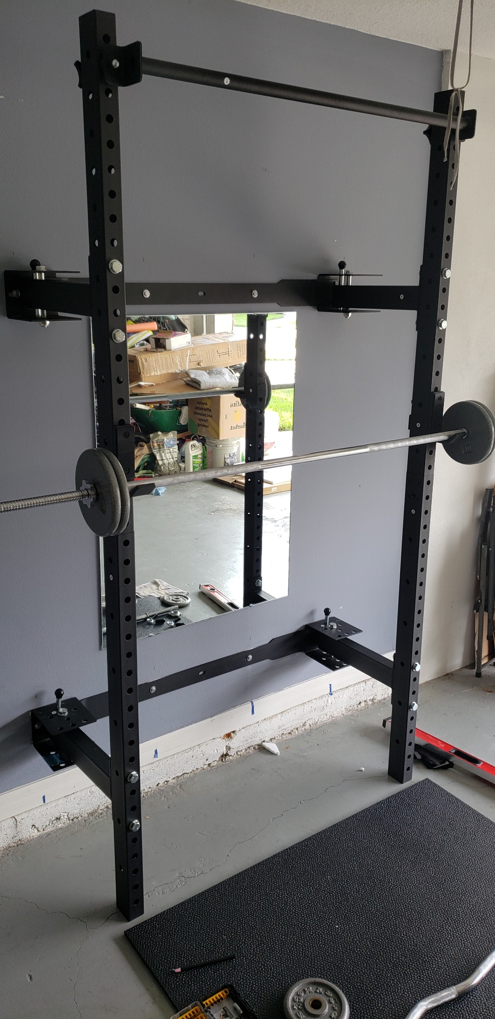 PRx Performance Wall Mounted Folding Power Squat Rack - Heavy Duty Adjustable Pull Up Bar, Space Saving Home Gym Equipment with Durable J-Cups, Ideal for Weight Lifting and Strength Training customer photo 1