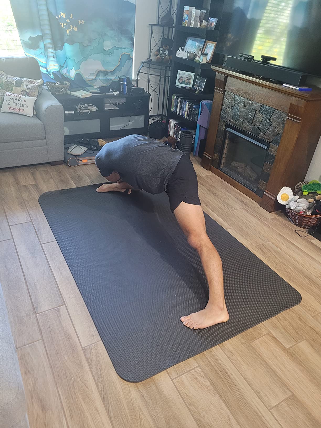 Large Yoga Mat 6'x4'x8mm Extra Thick, Durable, Eco-Friendly, Non-Slip & Odorless Barefoot Exercise and Premium Fitness Home Gym Flooring Mat by ActiveGear customer photo 1