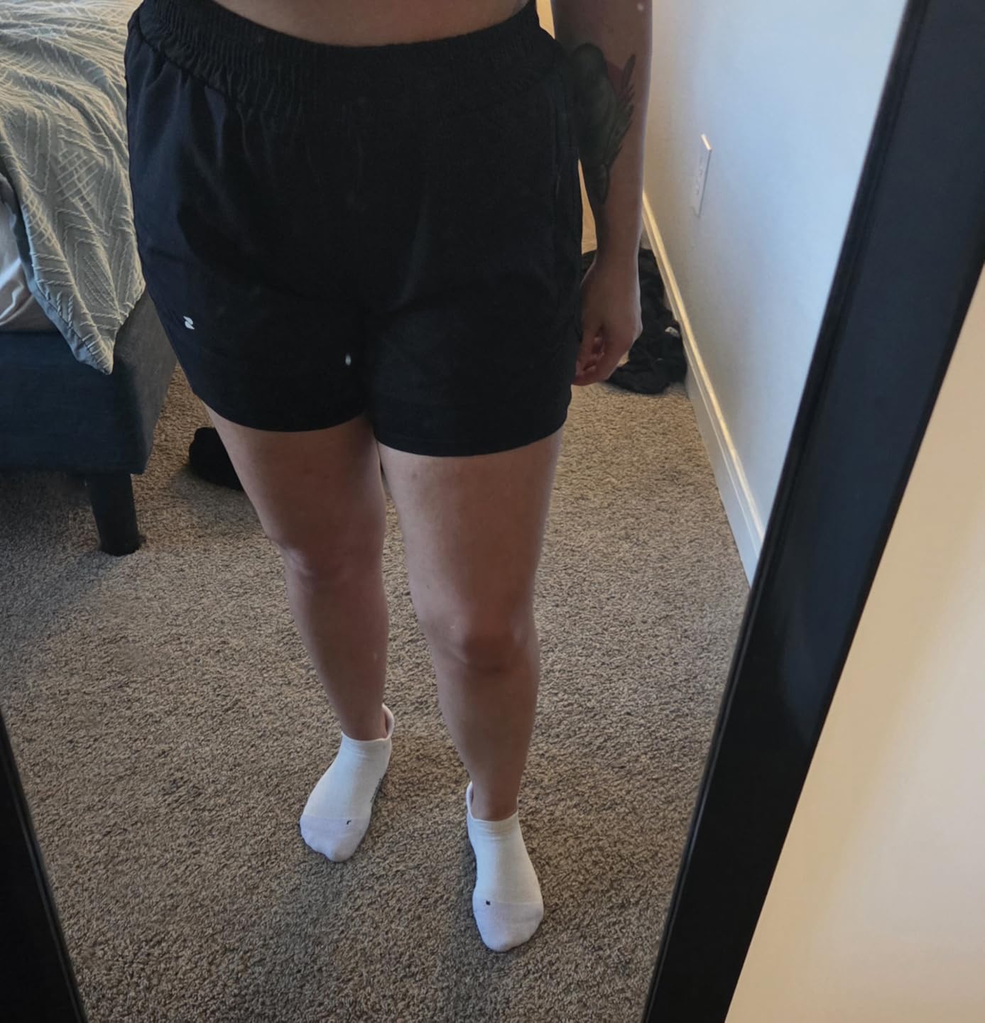 Stelle Women 2 in 1 Running Shorts High Waisted Athletic Shorts Gym Workout Shorts with Liner Zipper Pockets customer photo 2