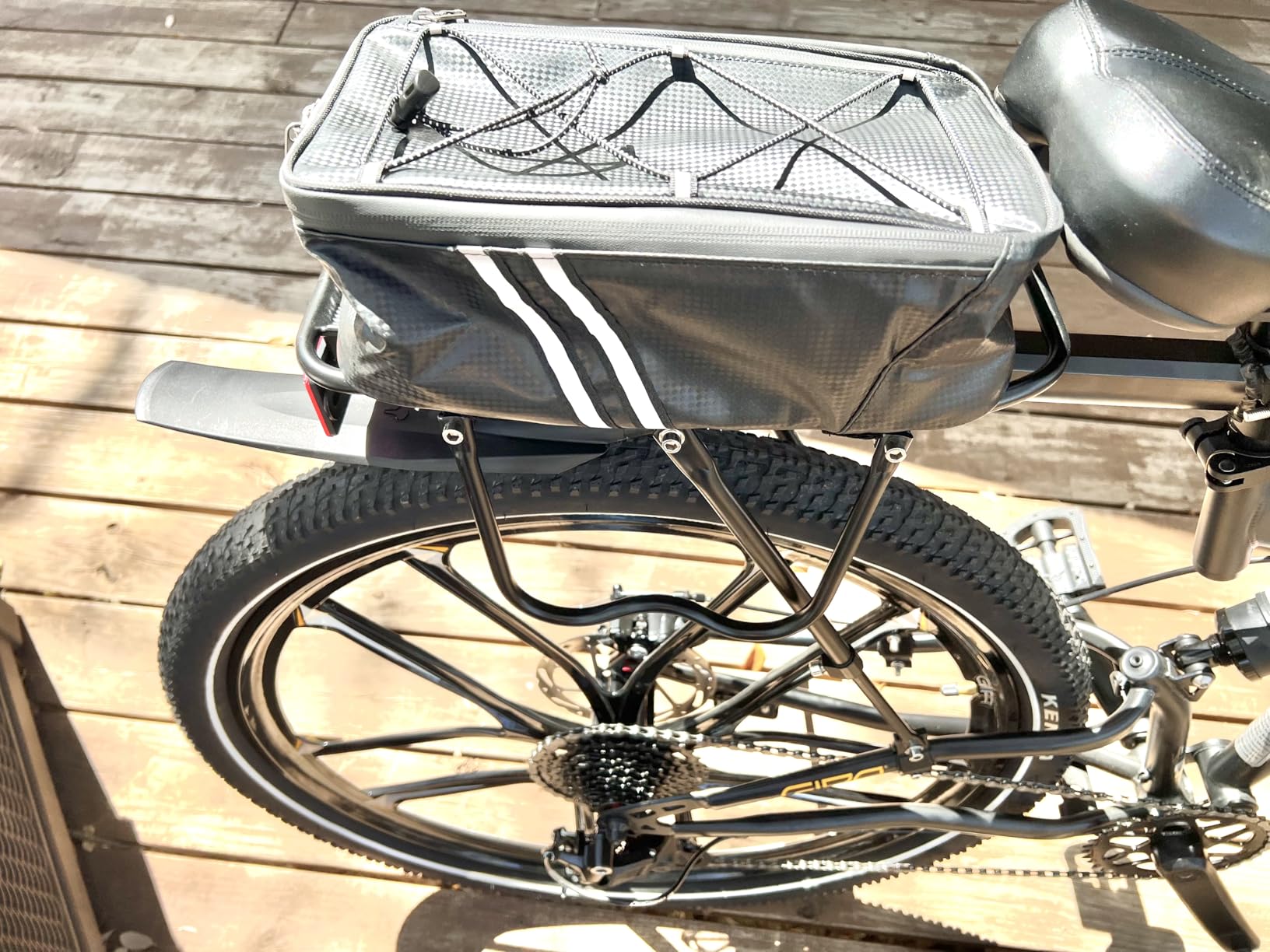 YONTUO Rear Bike Rack, Bike Cargo Rack w/Fender & Large Size Reflective, Quick Release Mountain Road Bicycle Rear Racks, Universal Bike Luggage Rack, Large Capacity Bike Pannier Rack customer photo 2