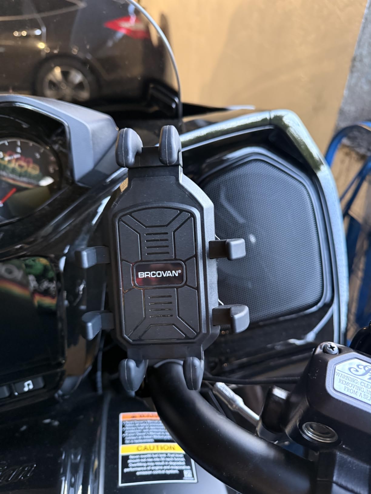 BRCOVAN Motorcycle Phone Mount Holder with Vibration Dampener | Anti-Shake Handlebar Cellphone Cradle for Bike Bicycle Scooter ATV, Adjustable Fit 5.4 - 6.9