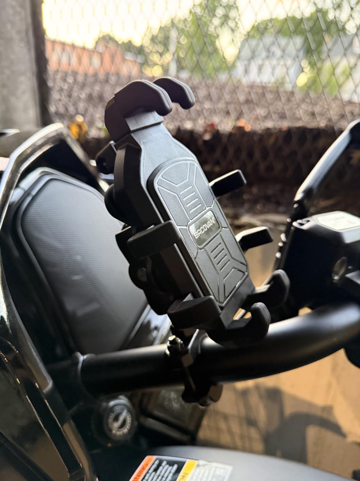 BRCOVAN Motorcycle Phone Mount Holder with Vibration Dampener | Anti-Shake Handlebar Cellphone Cradle for Bike Bicycle Scooter ATV, Adjustable Fit 5.4 - 6.9