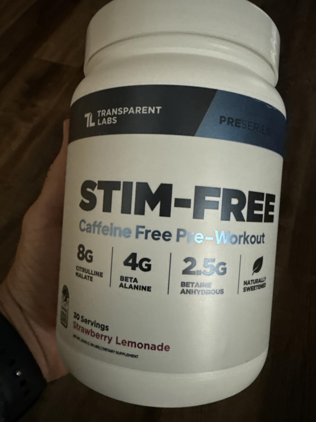 Transparent Labs Stim-Free Pre-Workout - Caffeine & Stim Free Pre Workout Powder with Beta Alanine, Citrulline Malate, & elevATP, Strawberry Lemonade, 30 Servings customer photo 1