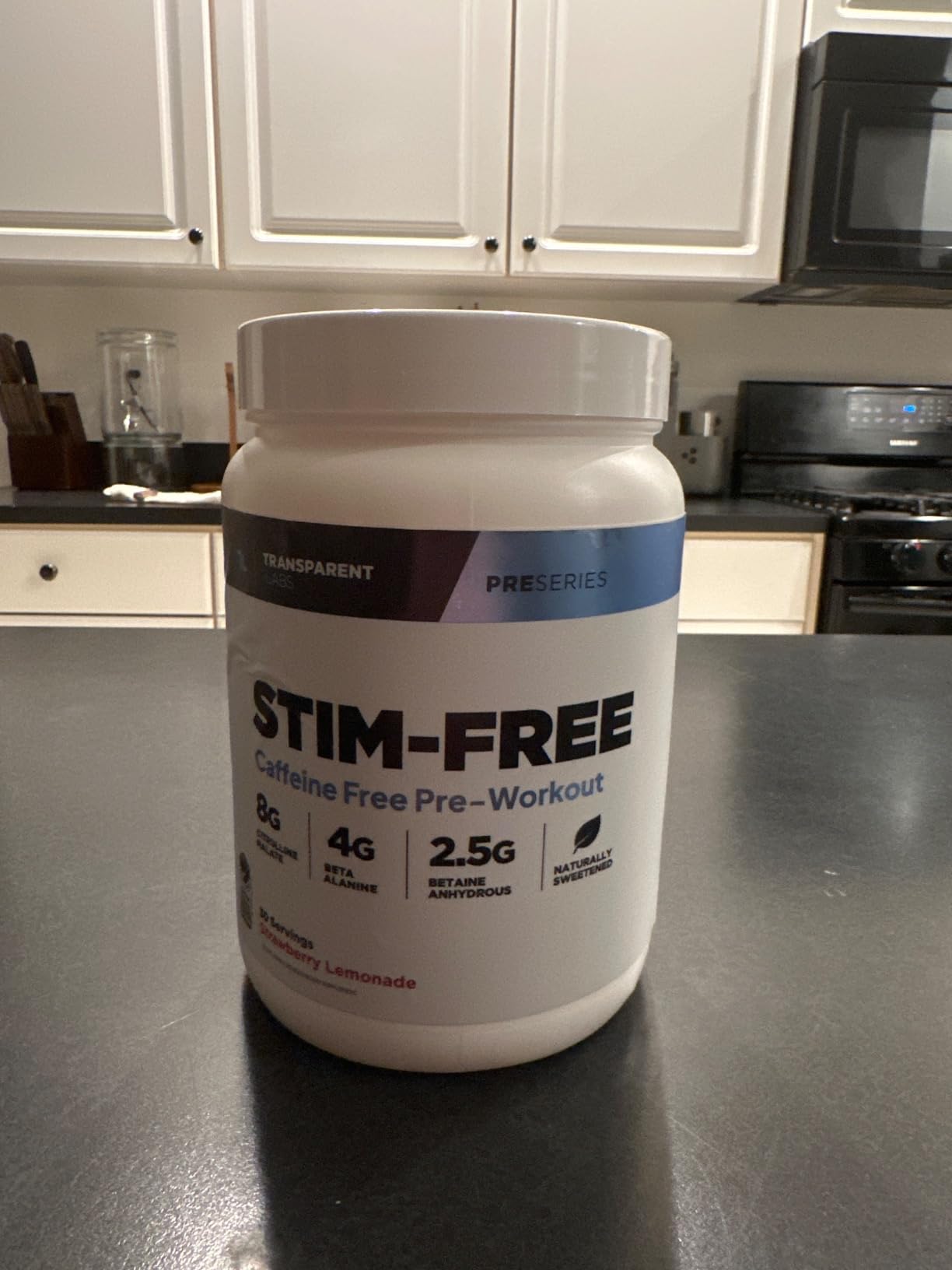 Transparent Labs Stim-Free Pre-Workout - Caffeine & Stim Free Pre Workout Powder with Beta Alanine, Citrulline Malate, & elevATP, Strawberry Lemonade, 30 Servings customer photo 2