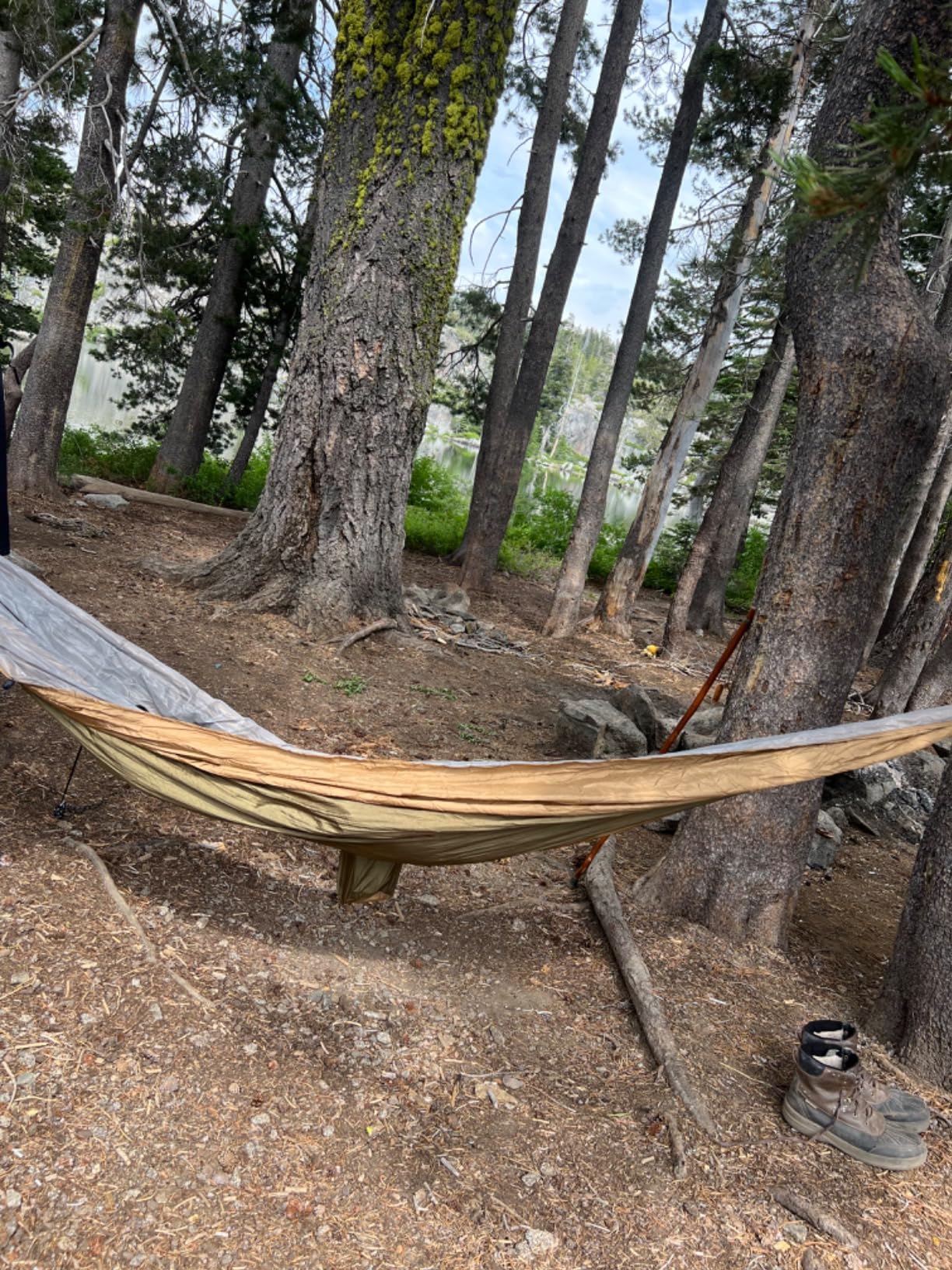 Camping Hammock, Portable Hammocks with Mosquito Net, Lightweight Nylon Parachute Hammock with 10ft Tree Straps, Camping Gear Must Haves for Travel Hiking Backpacking Beach Patio - Green & Khaki customer photo 1