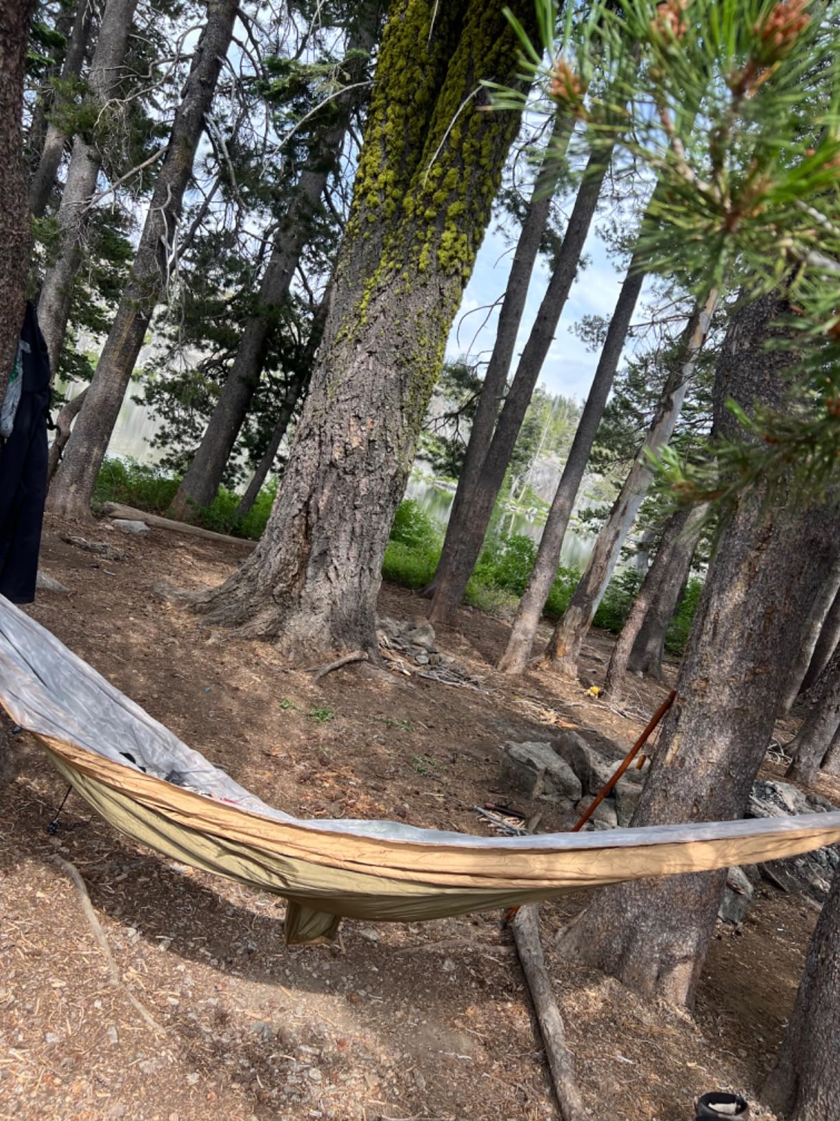 Camping Hammock, Portable Hammocks with Mosquito Net, Lightweight Nylon Parachute Hammock with 10ft Tree Straps, Camping Gear Must Haves for Travel Hiking Backpacking Beach Patio - Green & Khaki customer photo 2