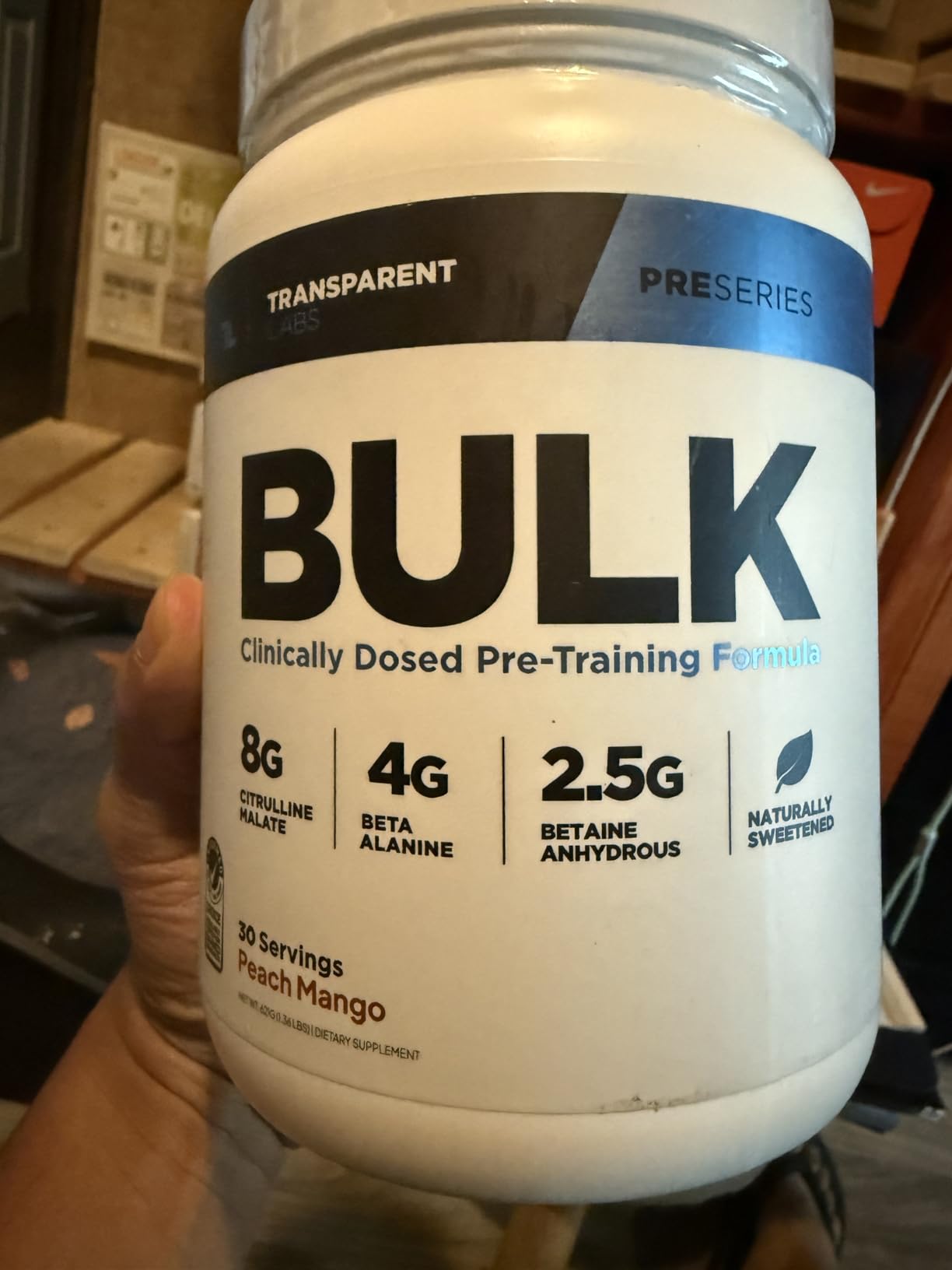 Transparent Labs Bulk Pre Workout Powder - Naturally Sweetened Preworkout for Men & Women, Pre Work Out for Muscle Building & Strength w/Beta Alanine & BetaPure - 30 Servings, Peach Mango customer photo 1