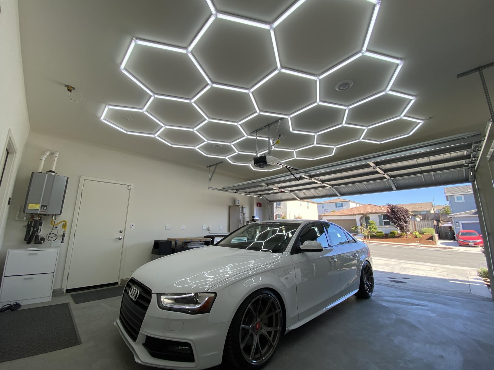 MODERN 11 Hexagon LED Garage Light, Ultra-Bright 6500K Natural White, 11 Grids for Garage, Mall, Shop, and Auto Detailing customer photo 2
