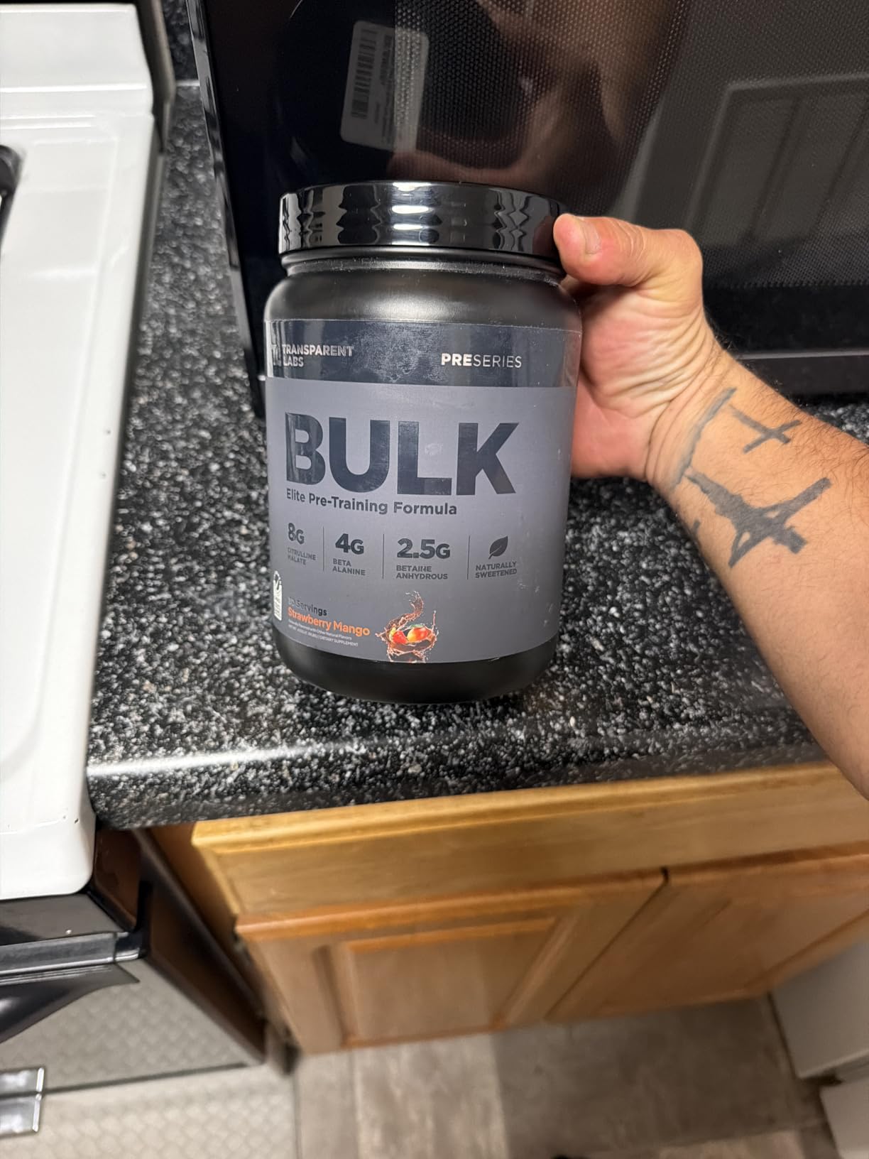 Transparent Labs Bulk Black Pre Workout - Clinically Dosed, Sugar Free Preworkout with Beta Alanine, Citrulline Malate, & Caffeine, Strawberry Mango, 30 Servings customer photo 2