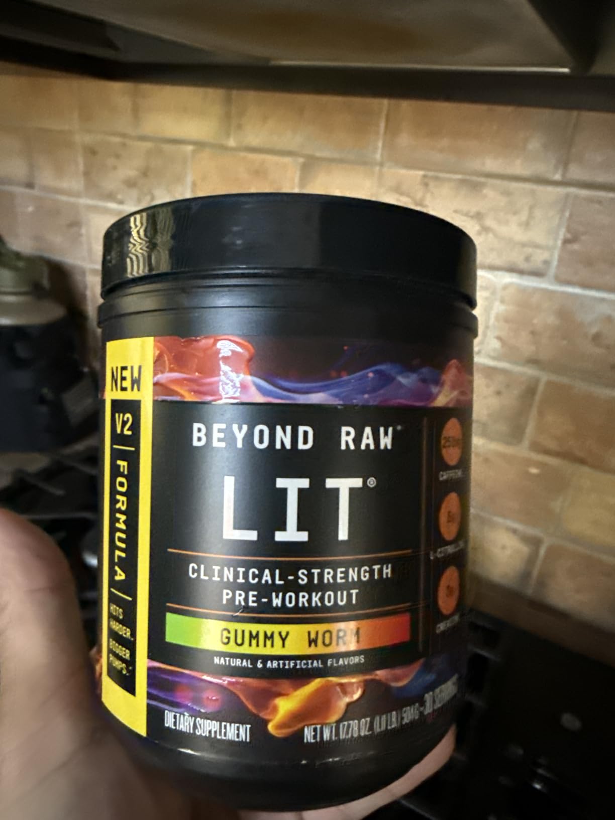 BEYOND RAW LIT V2 Clinical Strength Pre Workout Powder, Hits Harder, Bigger Pumps, Caffeine, L-Citrulline, Creatine, Gummy Worm, 30 Servings customer photo 1
