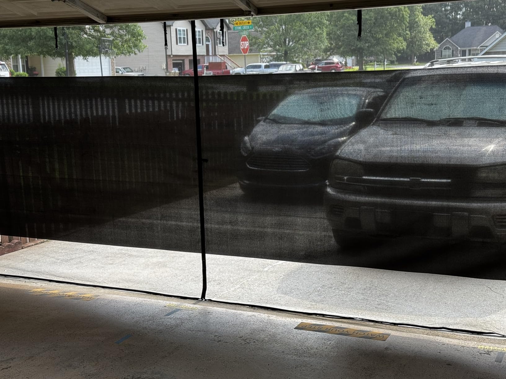 HBlife Privacy Garage Door Screen Blackout for 2 Car Garage, 16x7FT Heavy Duty Magnetic Garage Screen Door Mesh, Hands Free Retractable Garage Net Screen with 6 Roll Up Starps and 26 Magnets, Black customer photo 1