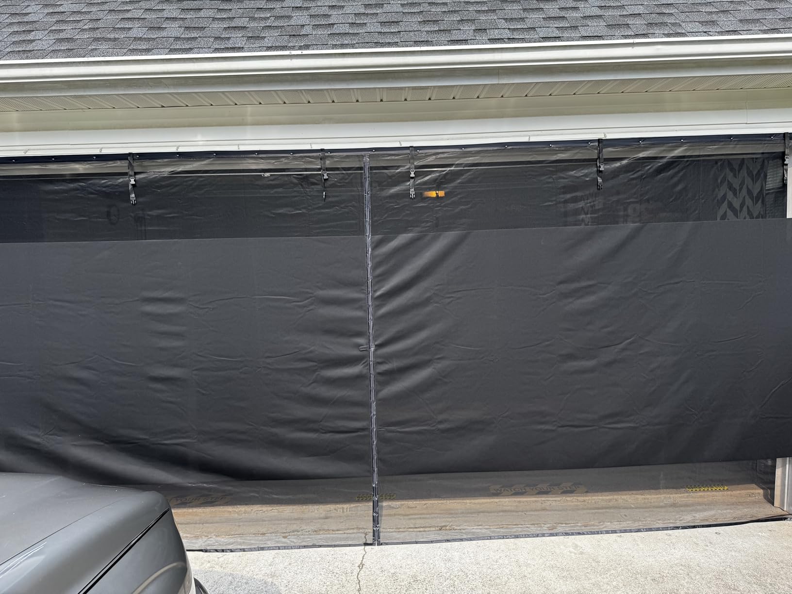 HBlife Privacy Garage Door Screen Blackout for 2 Car Garage, 16x7FT Heavy Duty Magnetic Garage Screen Door Mesh, Hands Free Retractable Garage Net Screen with 6 Roll Up Starps and 26 Magnets, Black customer photo 2